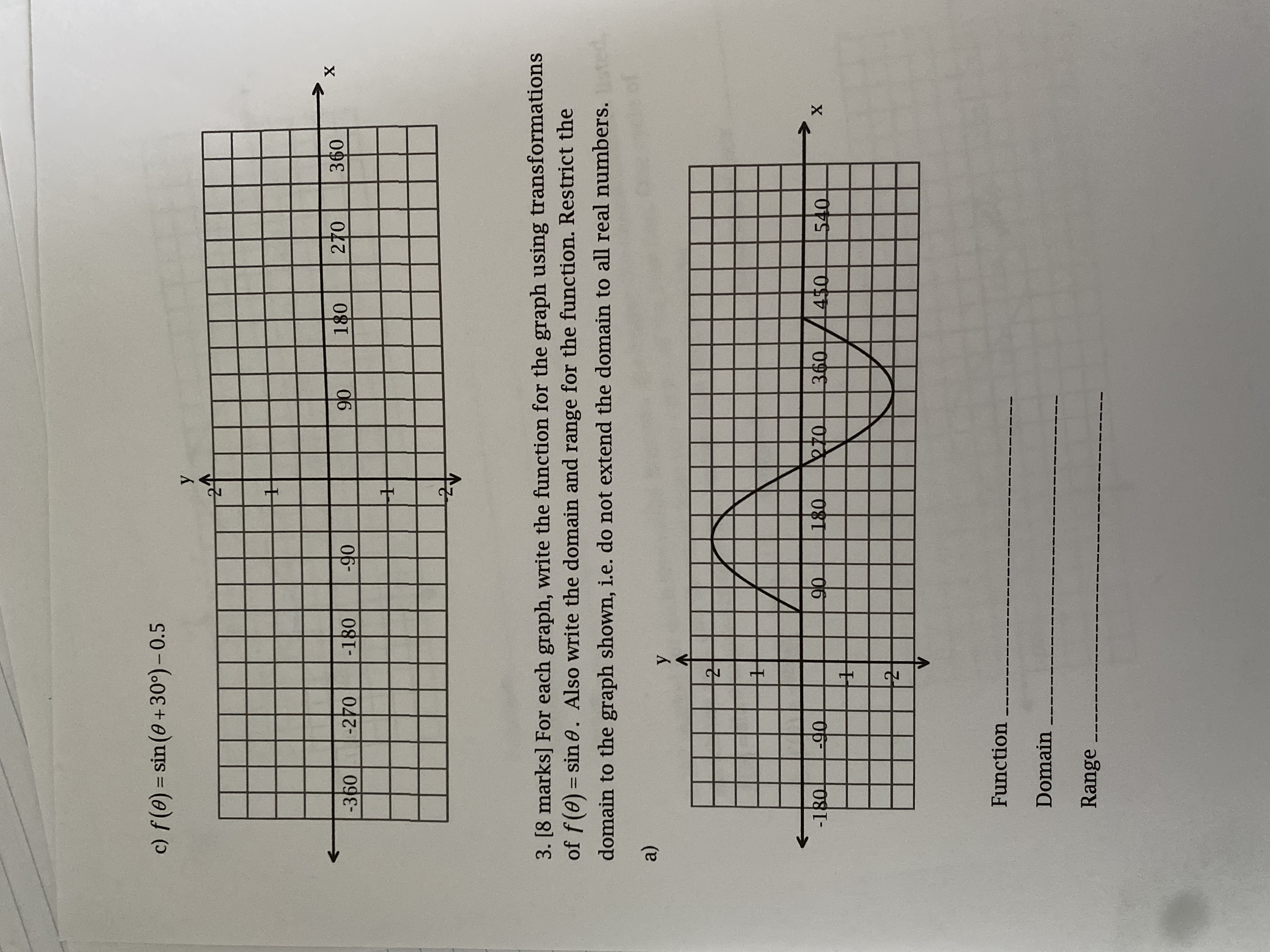 1. [6 marks] Complete the chart. Vertical shift Equation of Phase shift