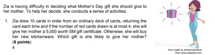 Zia is having difficulty in deciding what Mother's Day gift she should