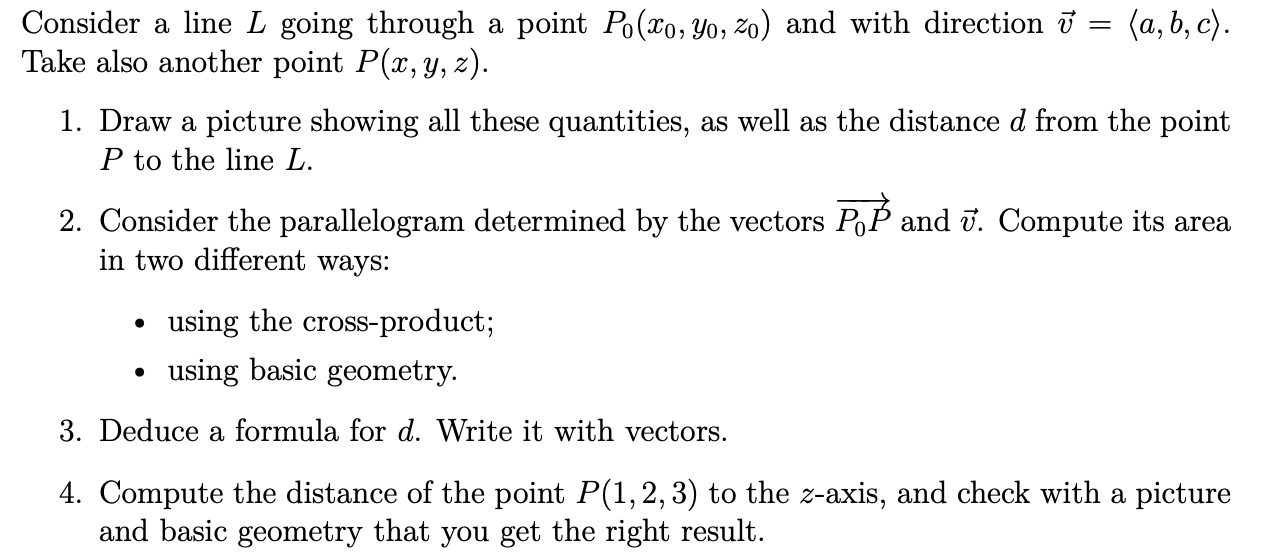 Please help me with this! Consider a line L going through a