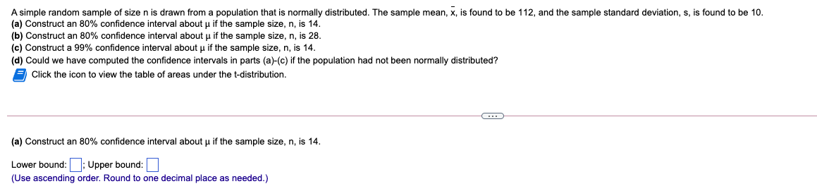  A simple random sample of size n is drawn from a