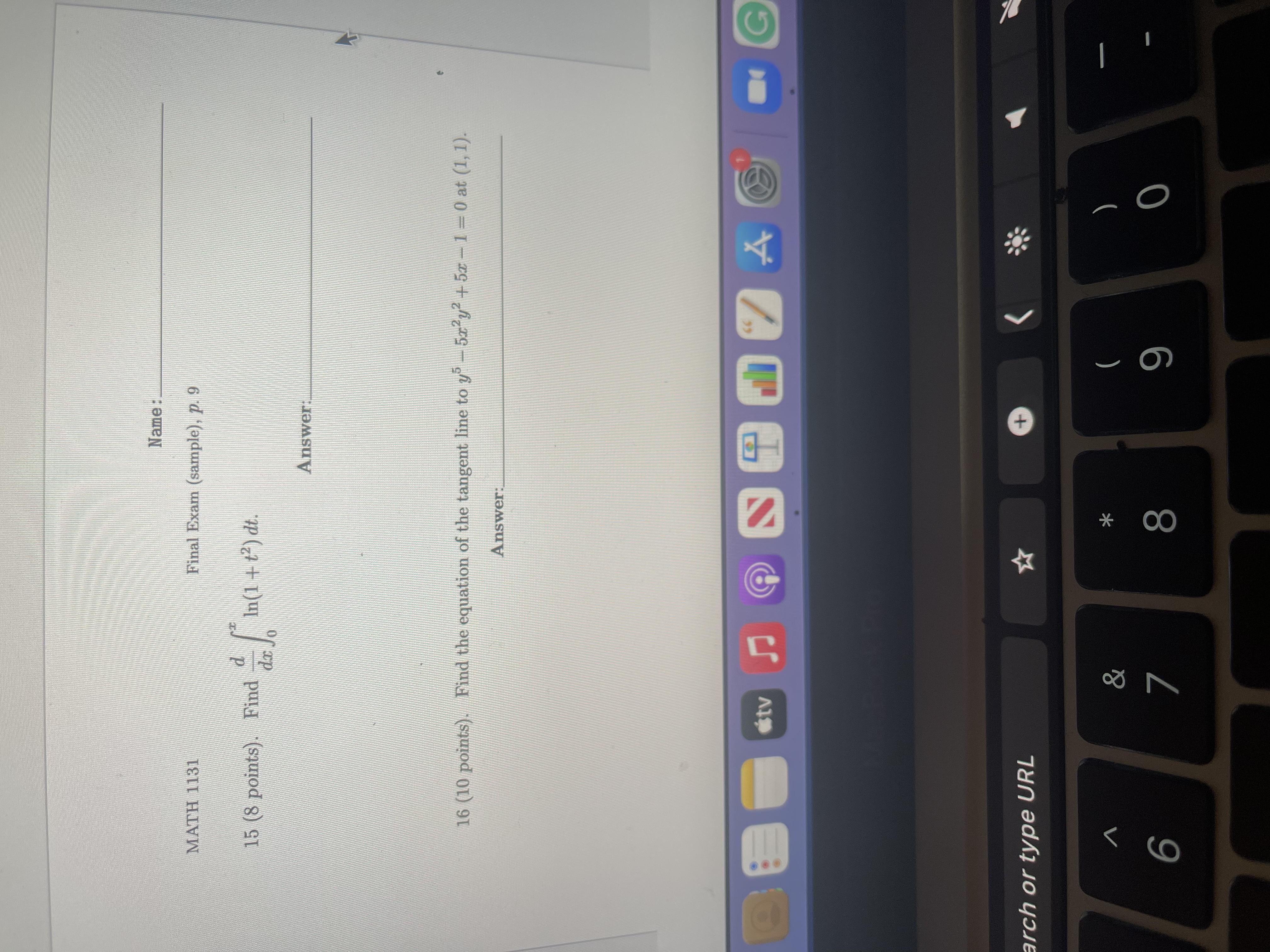 O - OO Y U O PMATH 1131 Final Exam (sample), p.