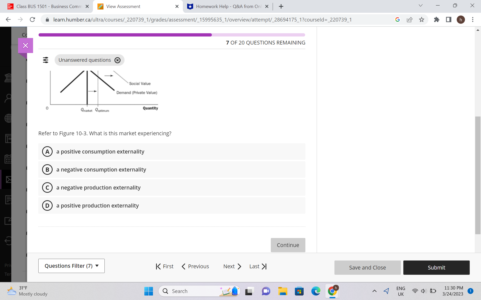 X 7 OF 20 QUESTIONS REMAINING Assessment due date Unanswered questions &