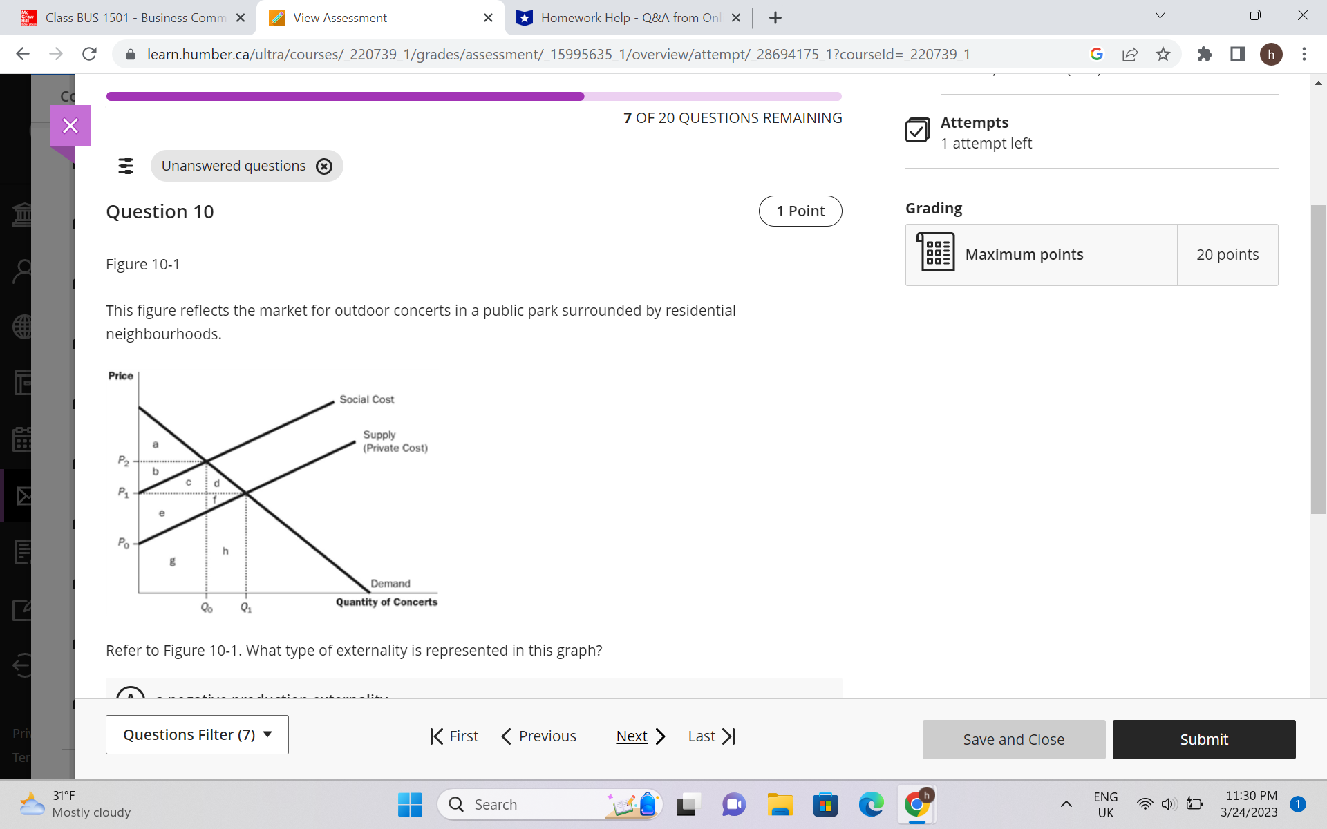 Questions Filter (7) K First Last >| Save and Close Submit Ter