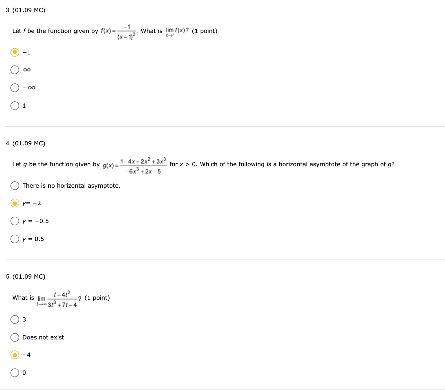 3. (01.09 MC) Let f be the function given by f(x)