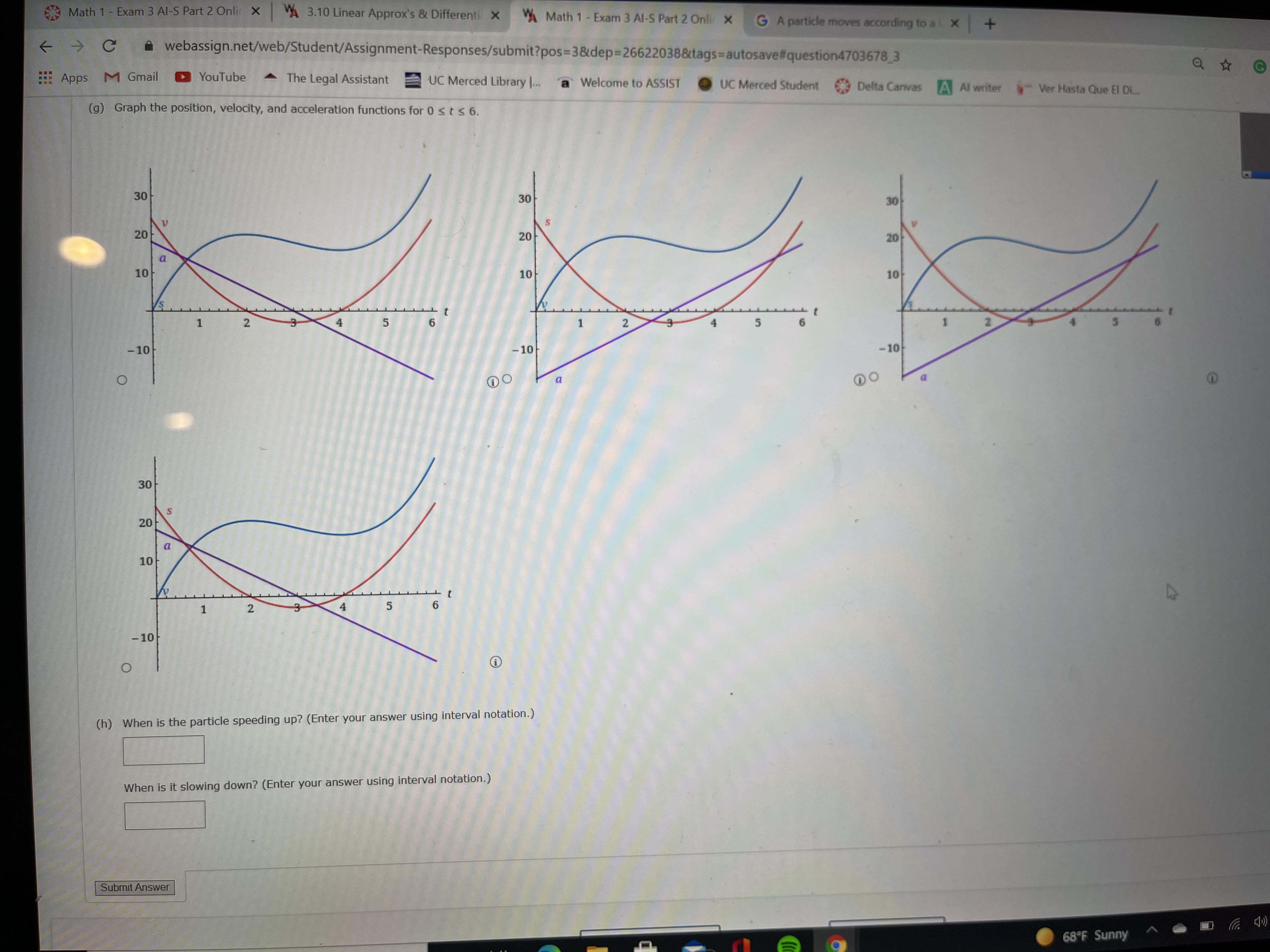 Math 1 - Exam 3 Al-S Part 2 Onli X VA