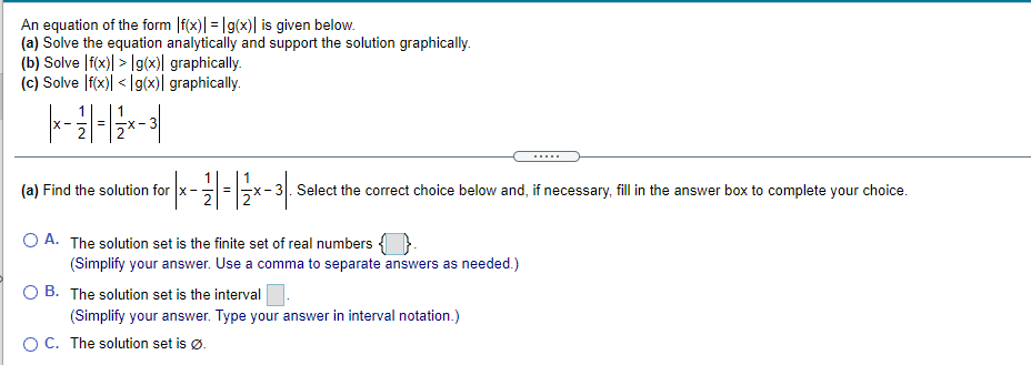 the inequality with out absolute value bars. Select the correct choice below