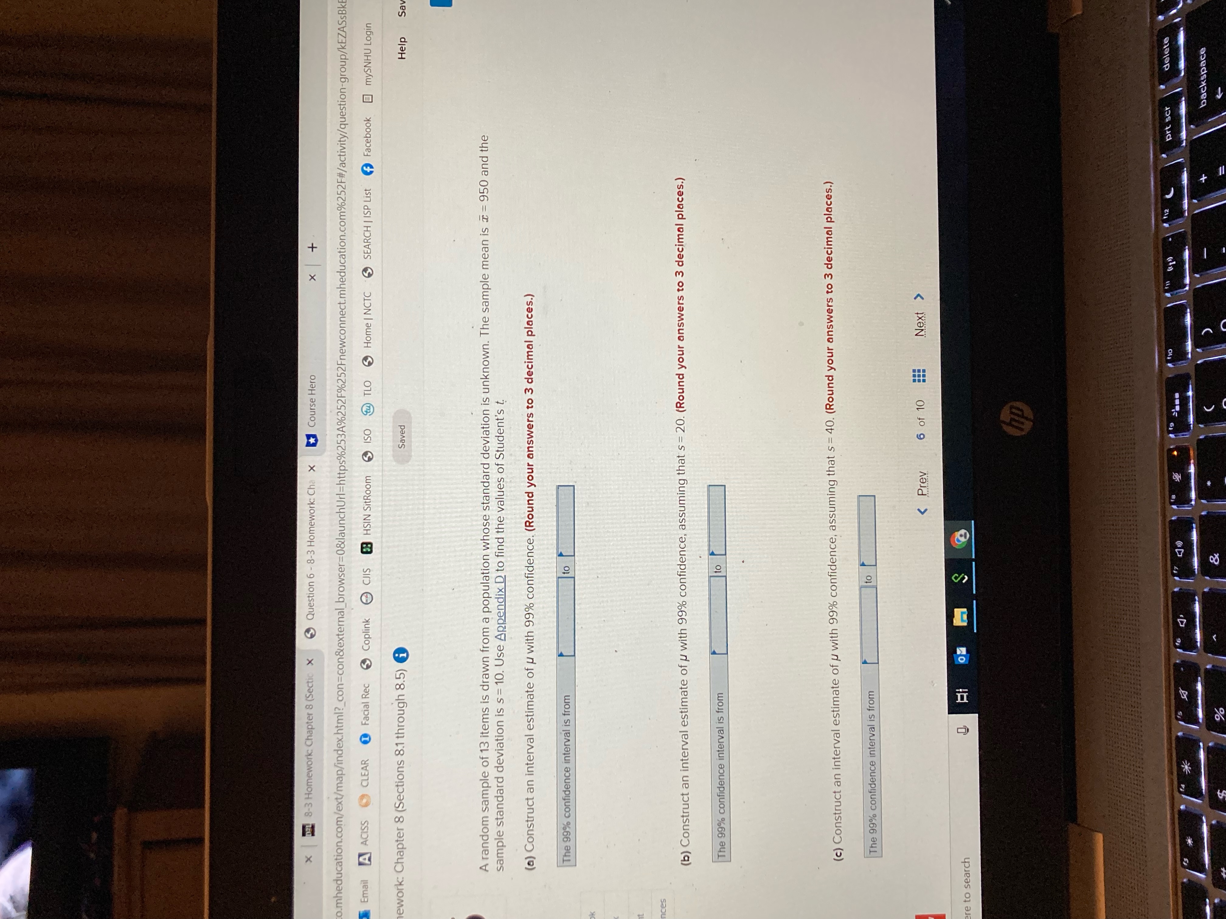  X Dz1 8-3 Homework: Chapter 8 (Sectic X Question 6 -