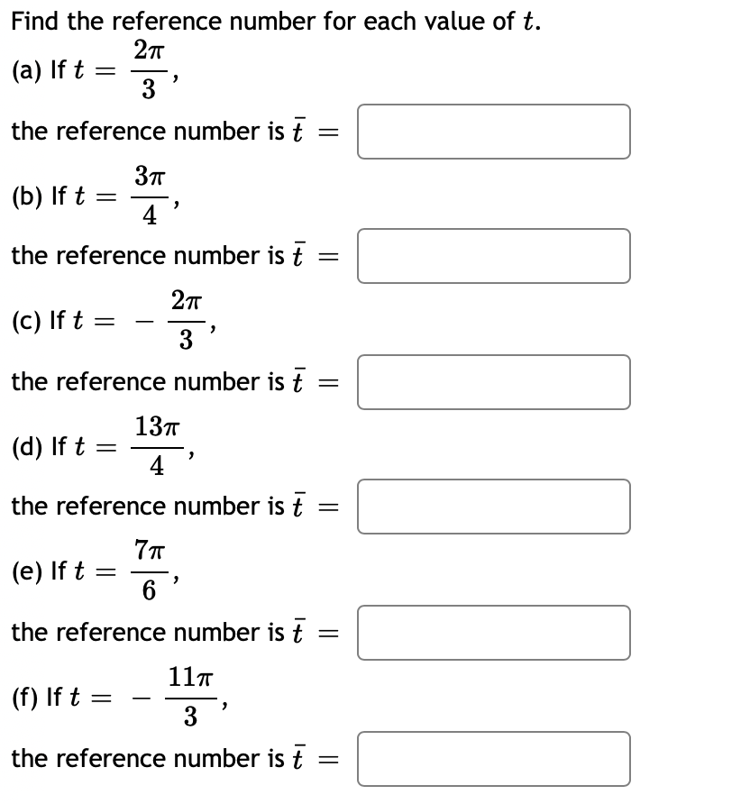 Find the reference number for each value of t. 271' a