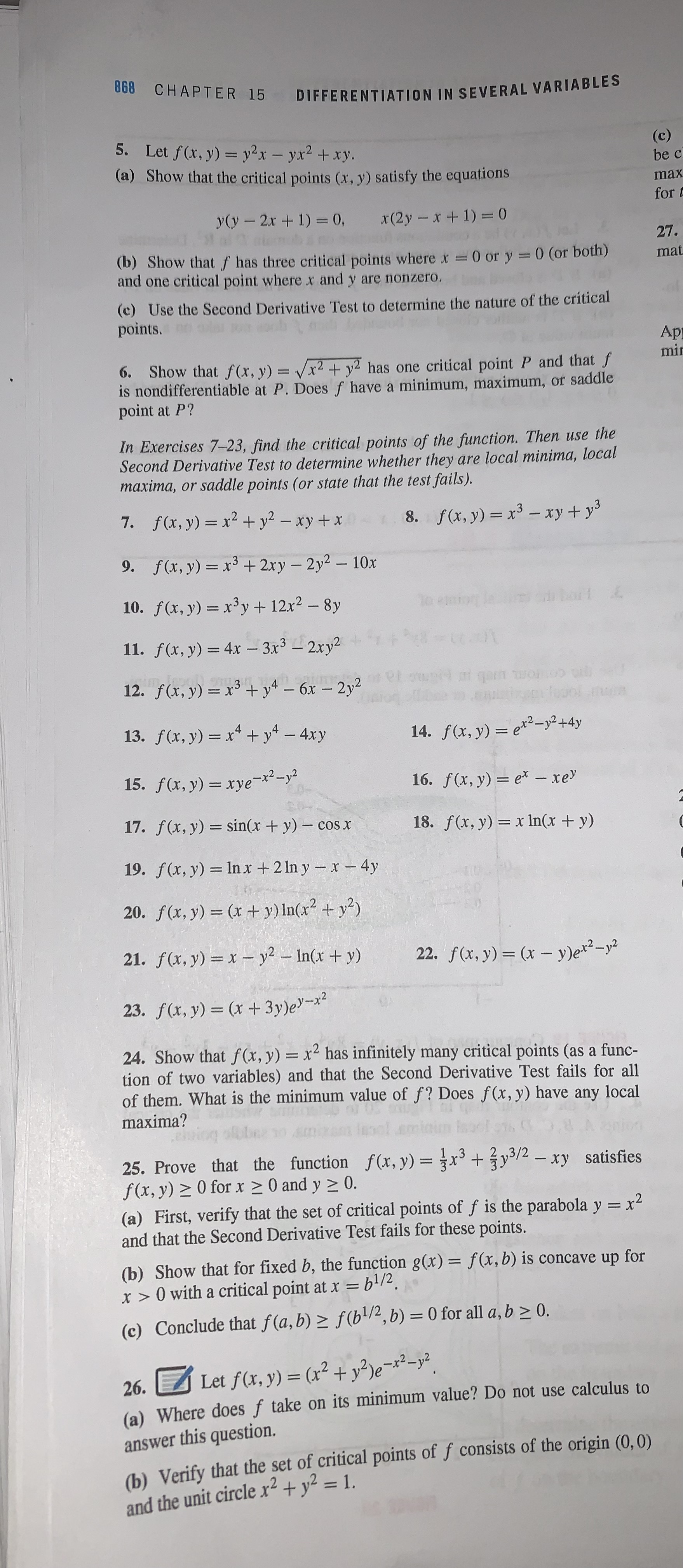 868 CHAPTER 15 DIFFERENTIATION IN SEVERAL VARIABLES 5. Let f (x,