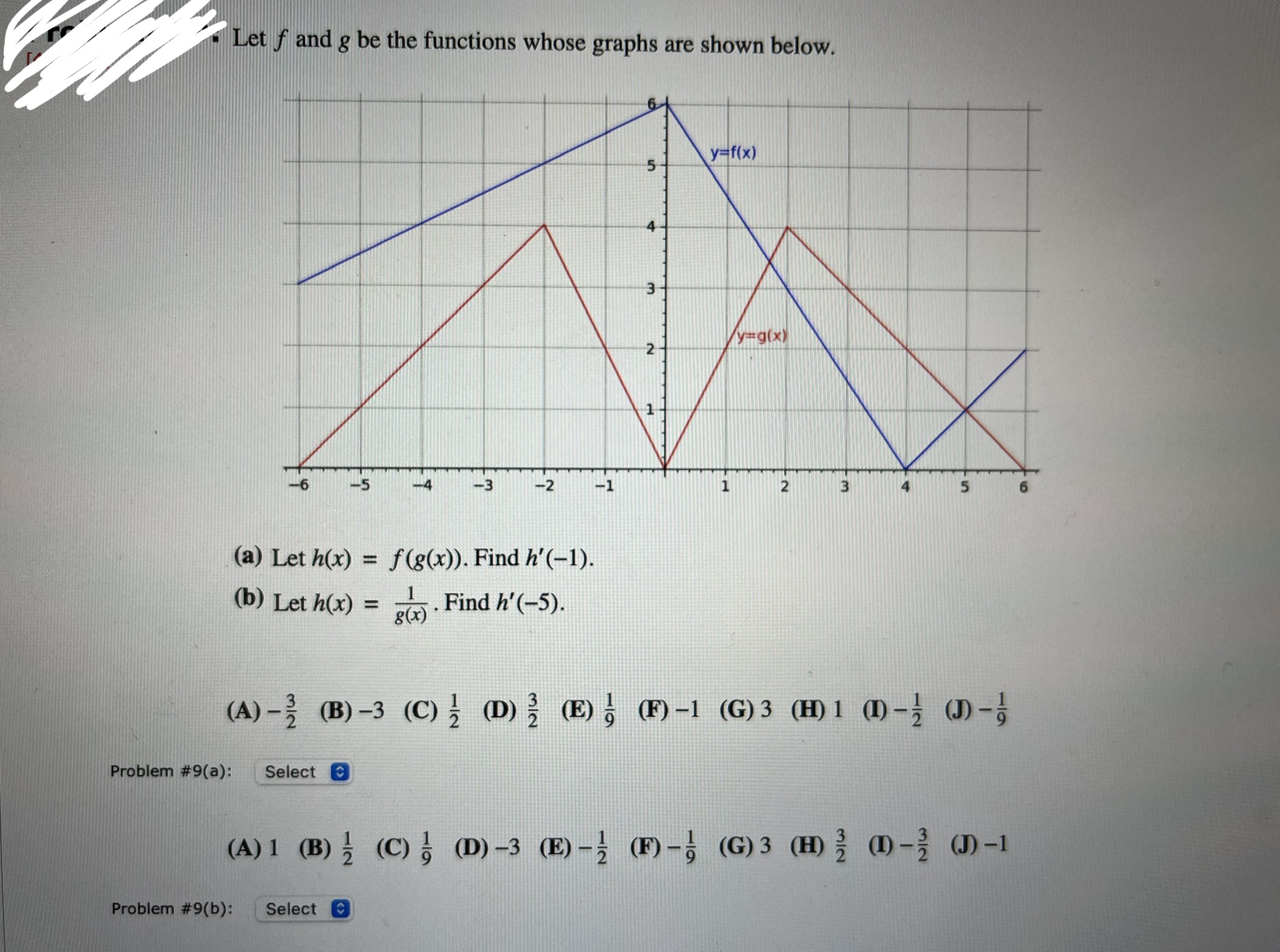 please answer Let f and g be the functions whose graphs are