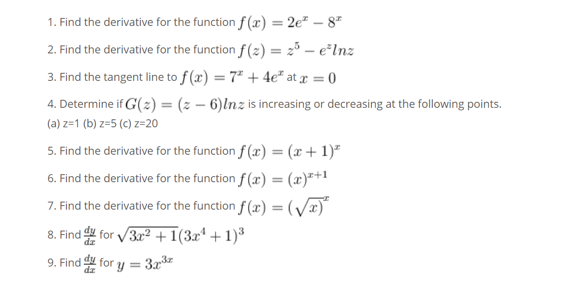 'I. Find the derivative for the function ftp) = 26": 81