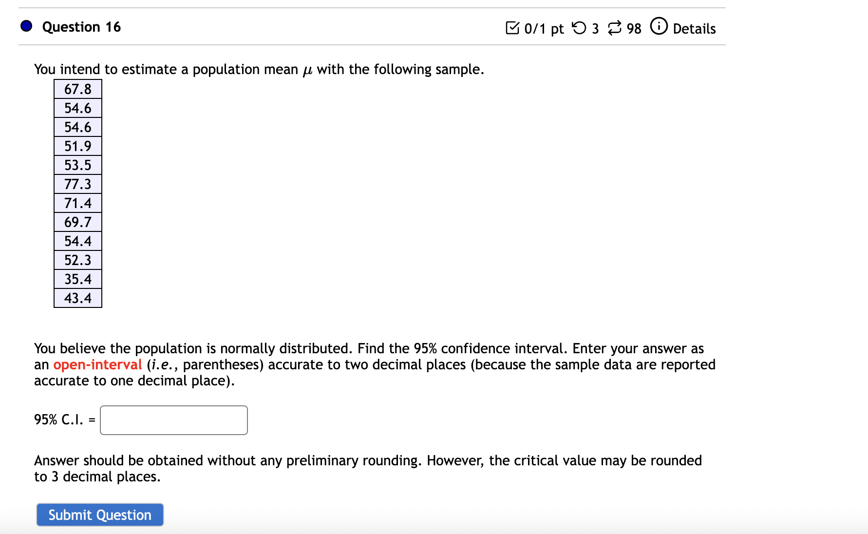 a mean of $108.36 and a standard deviation of $6.25 at a