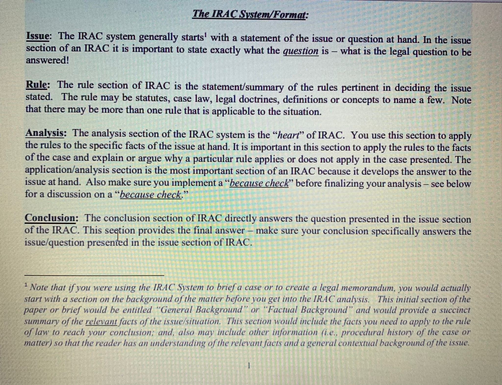 is explained in the IRAC Handout). ABC Sign Company is in the