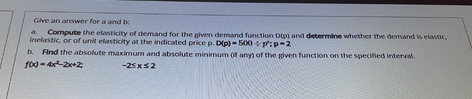 answer for me please Give an answer for a and b: a.