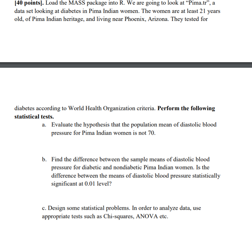 140 pointsl. Load the MASS package into R. We are going to