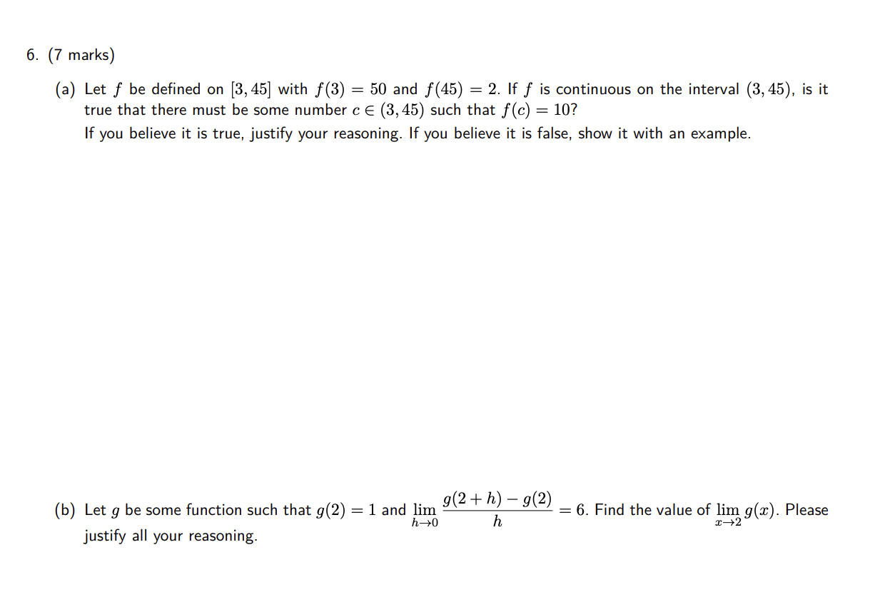  6. (7 marks) (a) Let f be defined on [3,45] with
