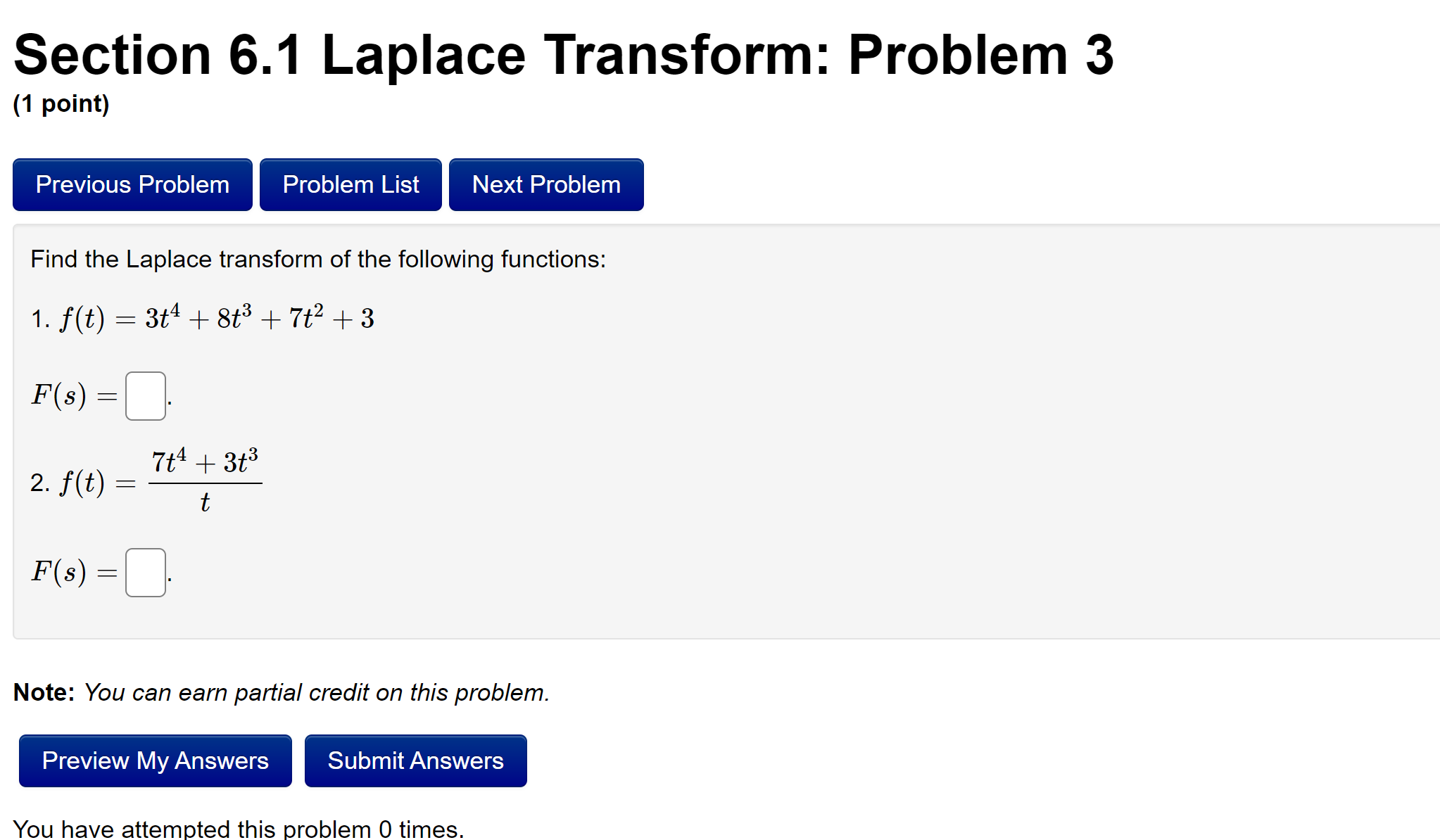 specifics on where to start? both questions for help Section 6.1 Laplace