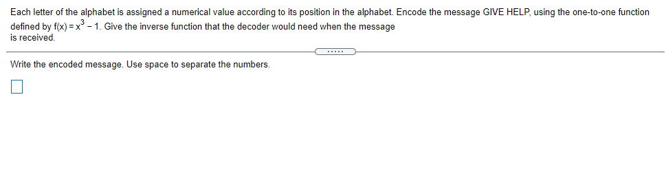 please put the answer clear as possible thank you. Each letter of