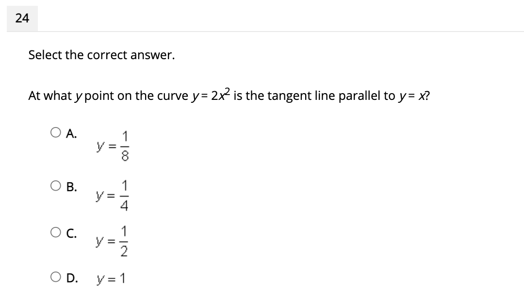 I'll give helpful rating. \f24 Select the correct answer. At what y