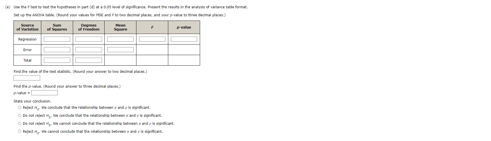 14 y; 40 5 10 (a) Compute the mean square error using