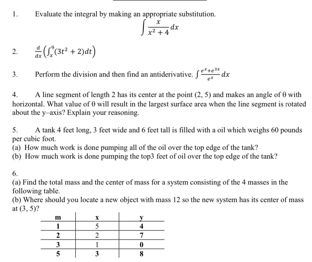 1. Evaluate the integral by making an appropriate substitution. 2: d