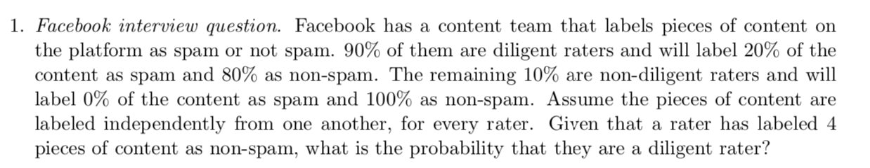 Facebook interview question. Facebook has a content team that labels pieces of