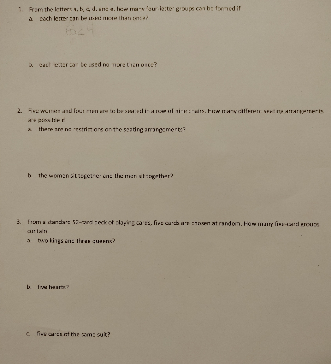 finite Math 200 Question Help 1. From the letters a, b, c,