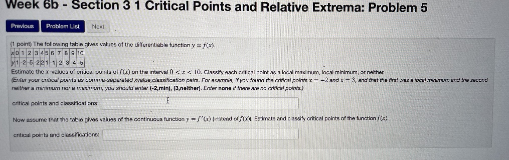 Week 6b - Section 3 1 Critical Points and Relative Extrema: