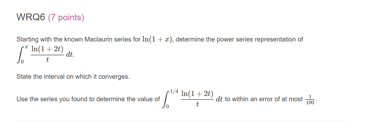 Question 6 written. Please answer the question! WRQ6 (7 points) Starting with
