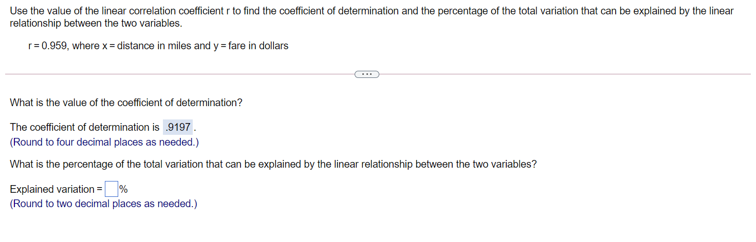  Use the value of the linear correlation coefficient r to find