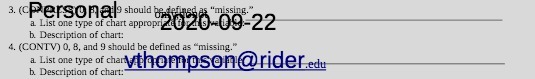  3. Personal should bed "missing." a List one type of chart