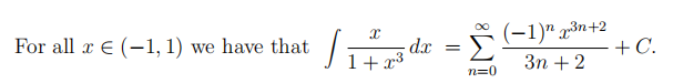True or false questions: For all r E (-1, 1) we have