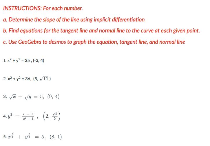 Please show complete solution to the following. INSTRUCTIONS: For each number. a.