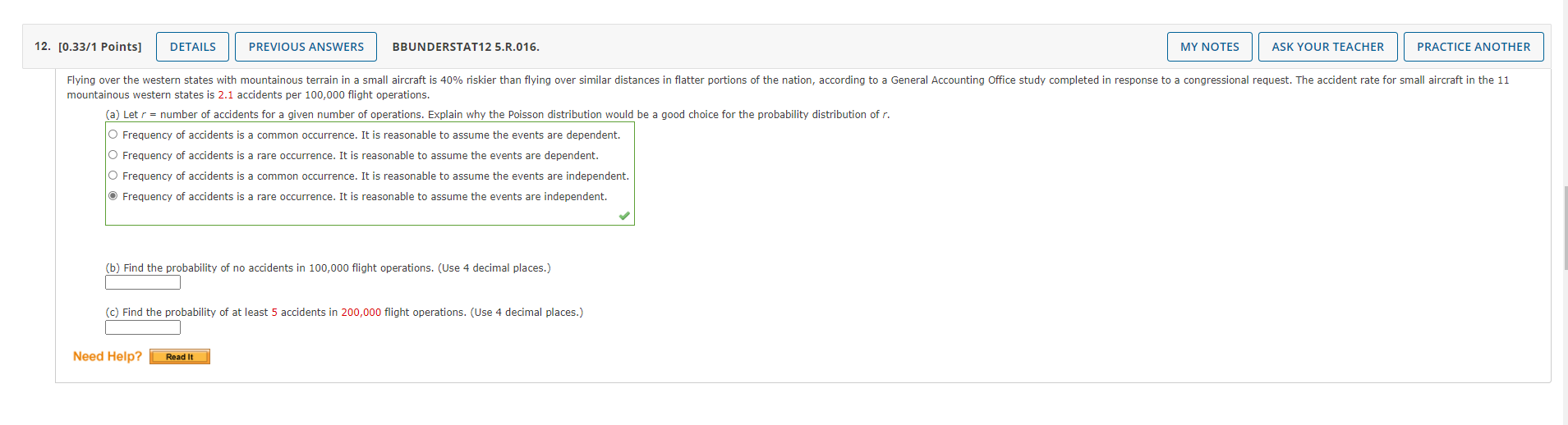 ANSWERS BBUNDERSTAT12 5.R.014.S. MY NOTES ASK YOUR TEACHER Suppose you are a