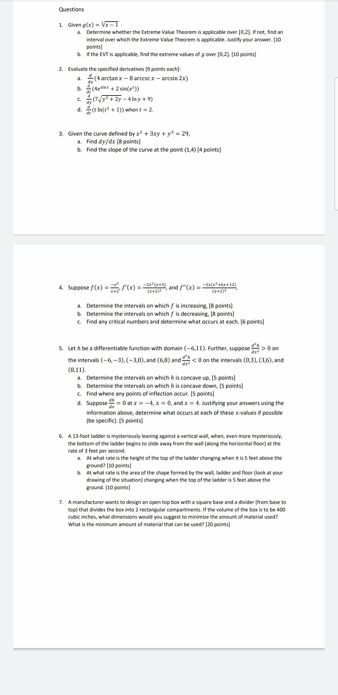 Hello, I need help those calculus question. Would you please help me