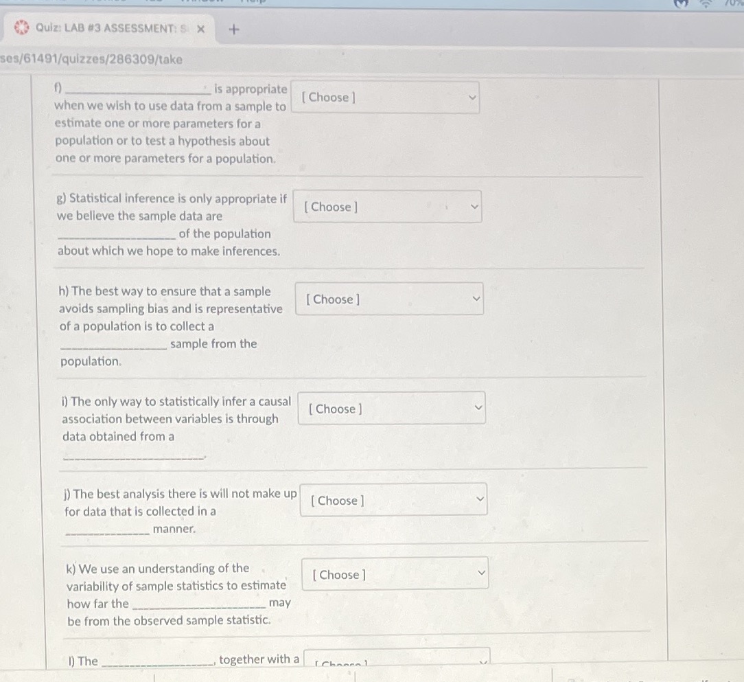 Population parameter, hypothesis test, sample statistic, randomized experiment, random, normal, quantitative, confidence