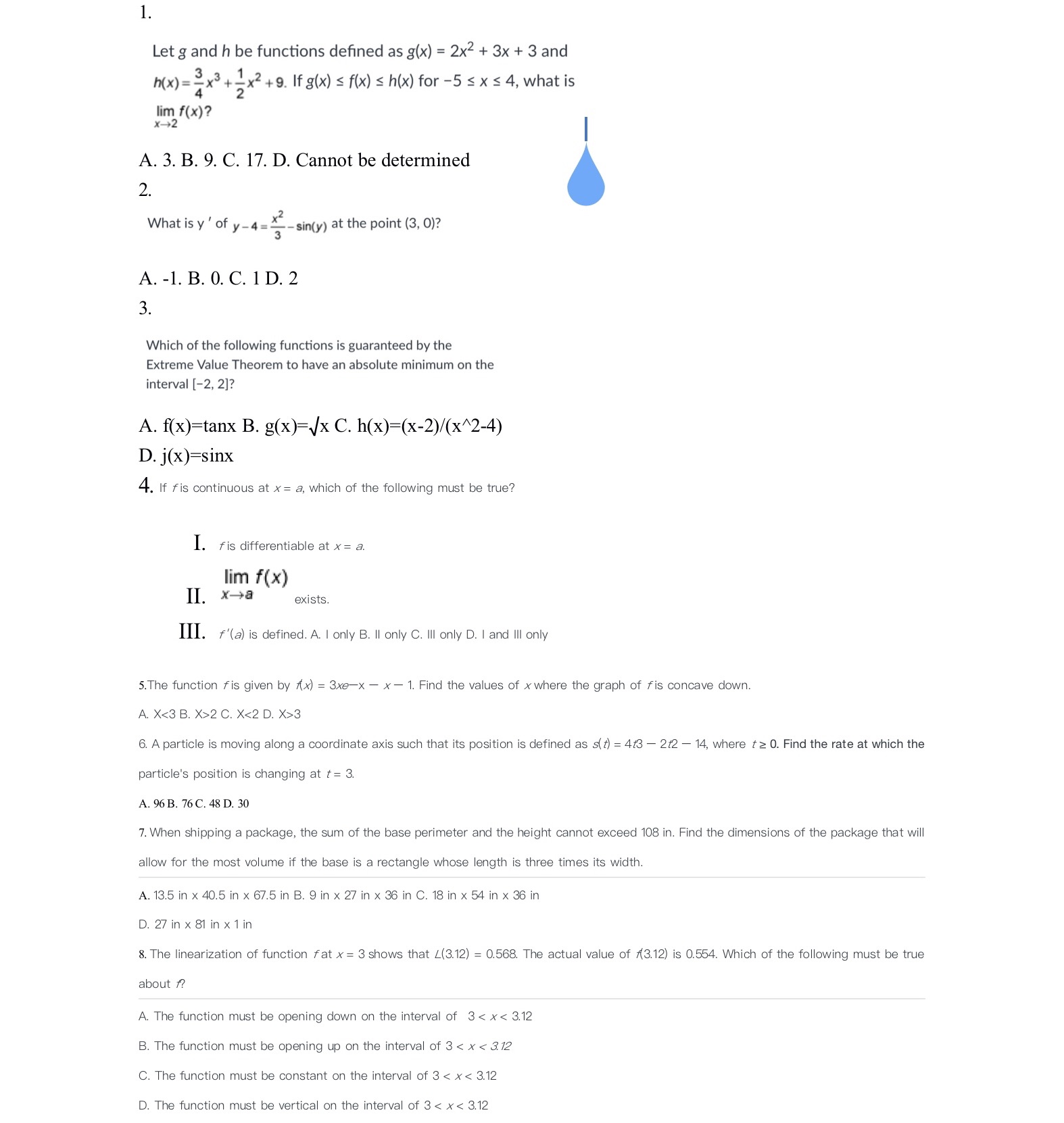 1. Let g and h be functions defined as g(x) =