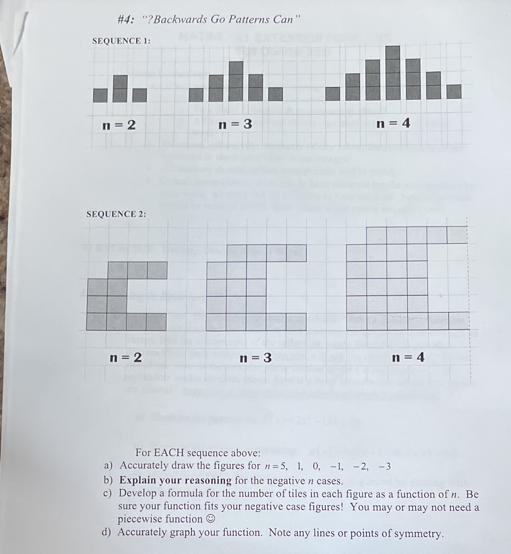  #4: "? Backwards Go Patterns Can" SEQUENCE 1: n = 2