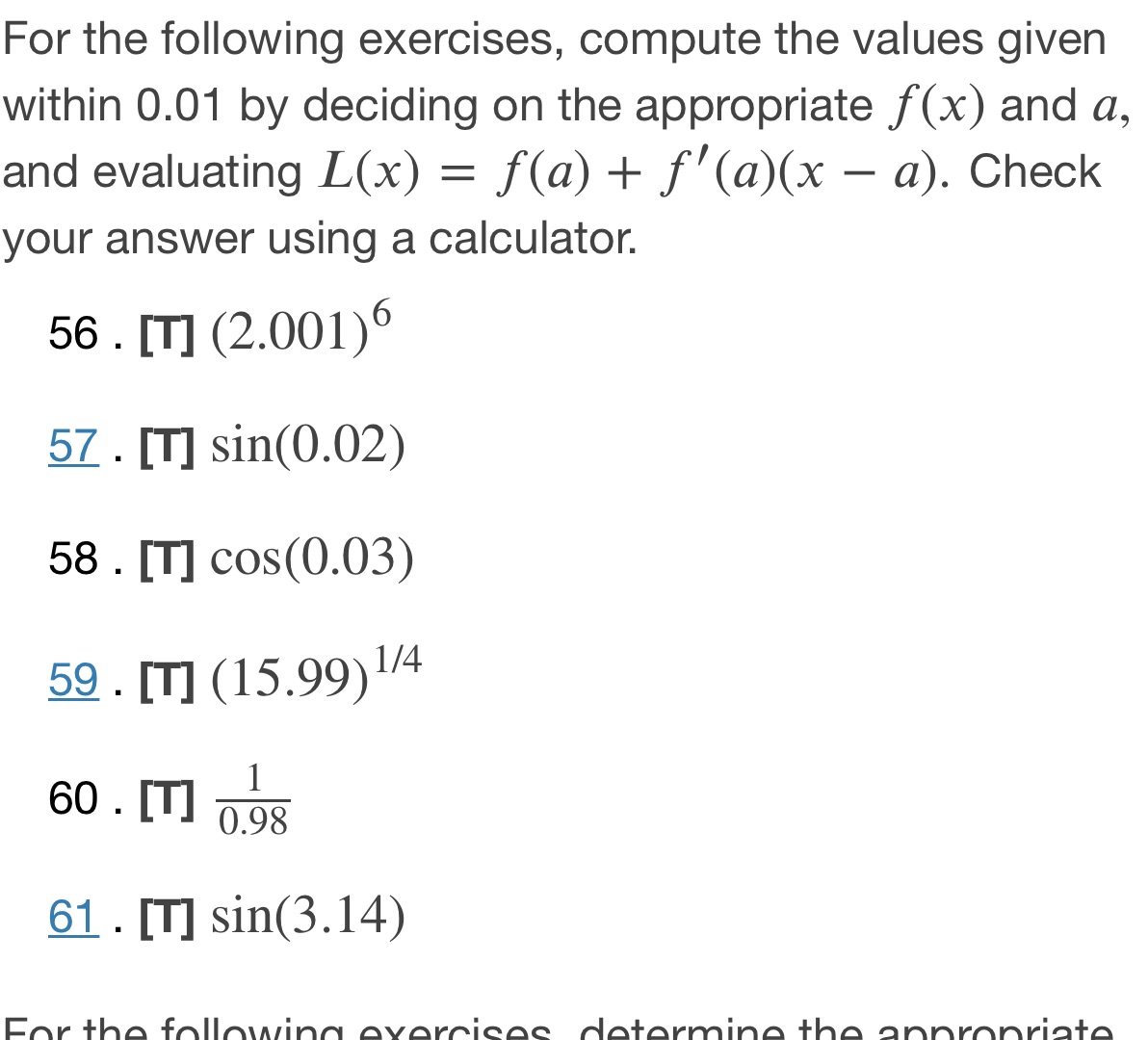 question 58 only For the following exercises, compute the values given within