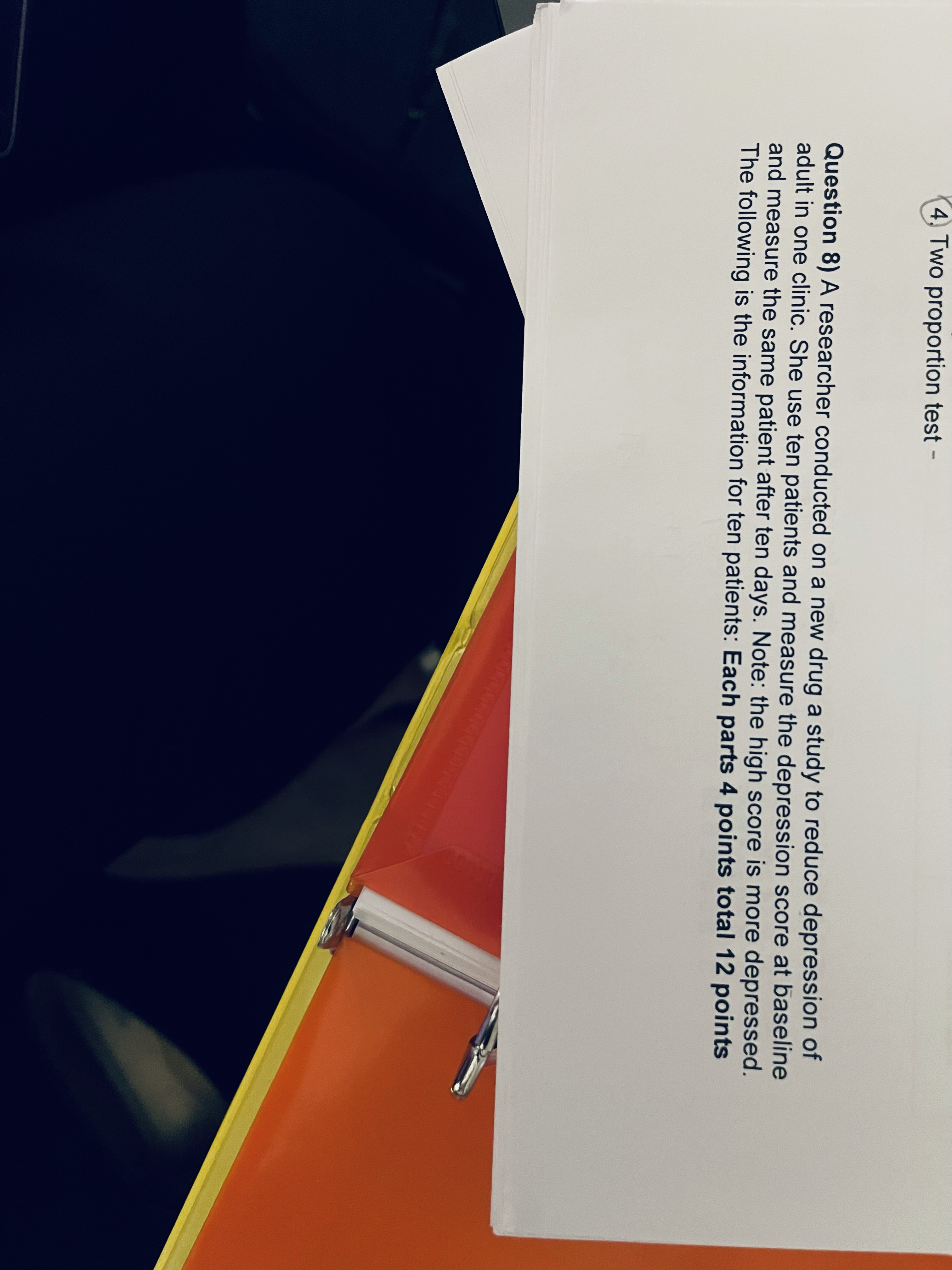  4, Two proportion test - Question 8) A researcher conducted on