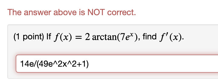 8 sin(6x) arcsin(x), find f' (x). f' (x ) = 48cos(6x)*[1/sqrt(1-x^2)]The answer