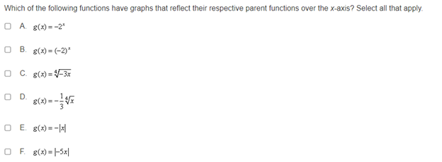 O C. g(x) =4x+3 O D. g(x) =8x-3Describe how the function g(x)
