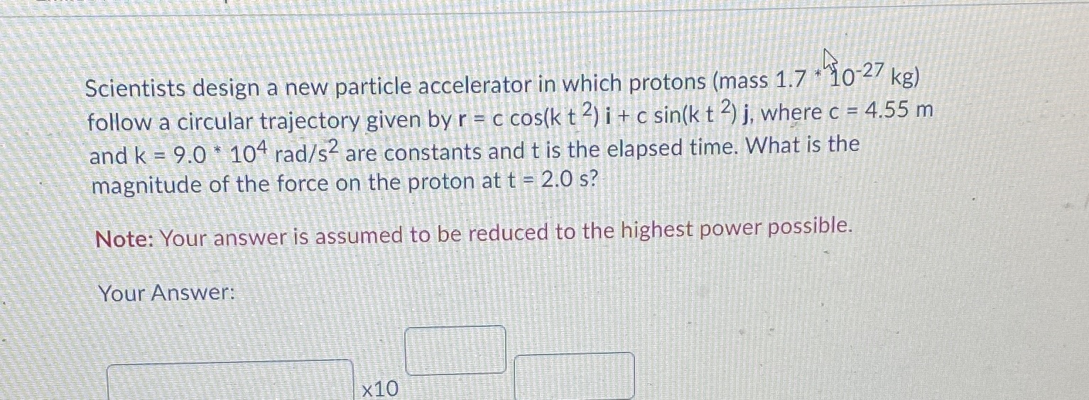 Scientists design a new particle accelerator in which protons (mass 1.7