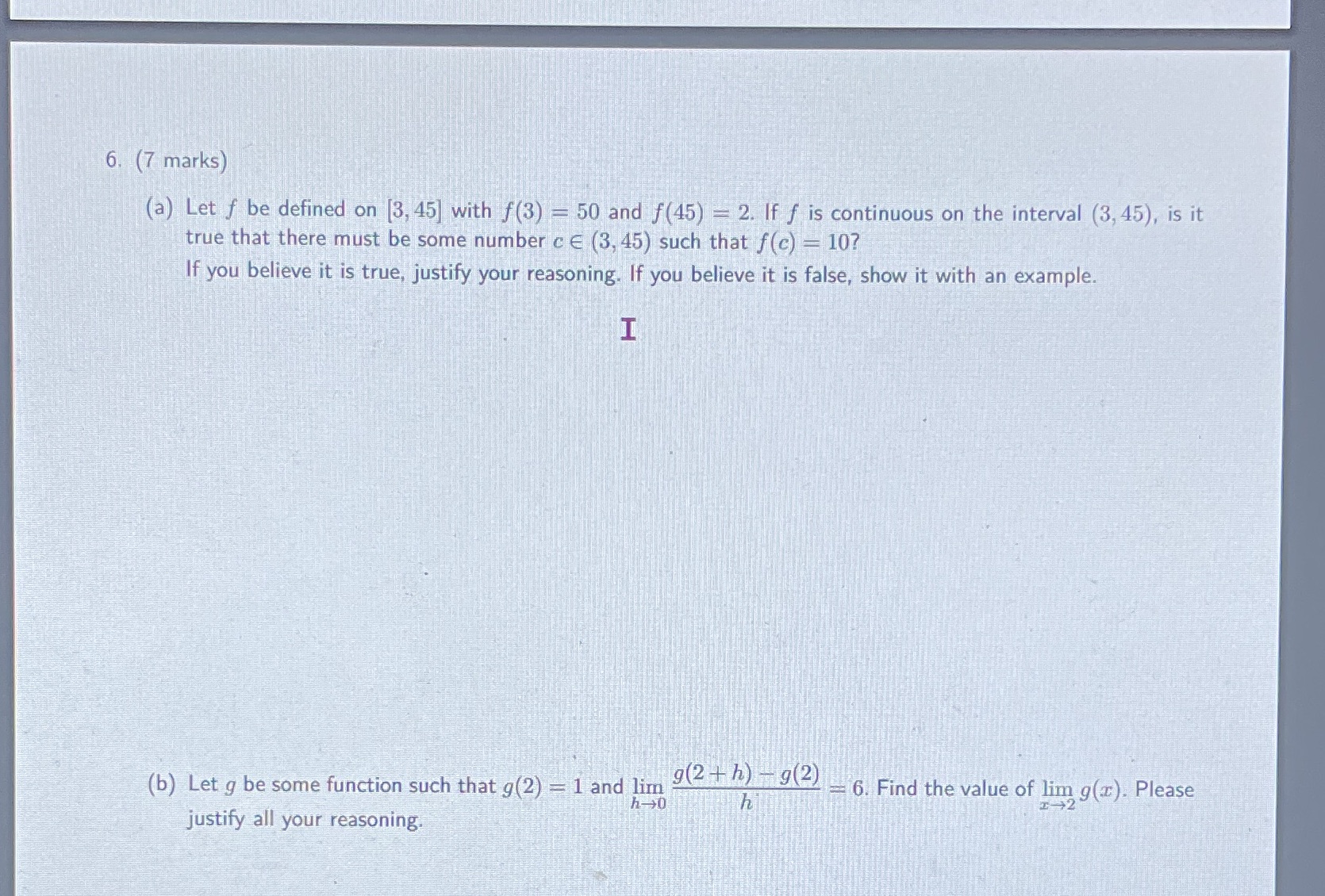 Mathematical calculus questions a and b and please explain in detail! Thanks