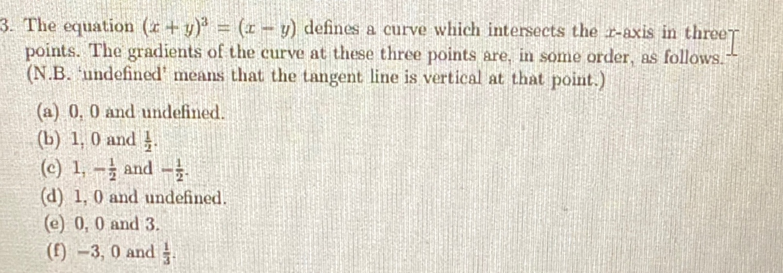 3. The equation (+ + y) = (r - y) defines