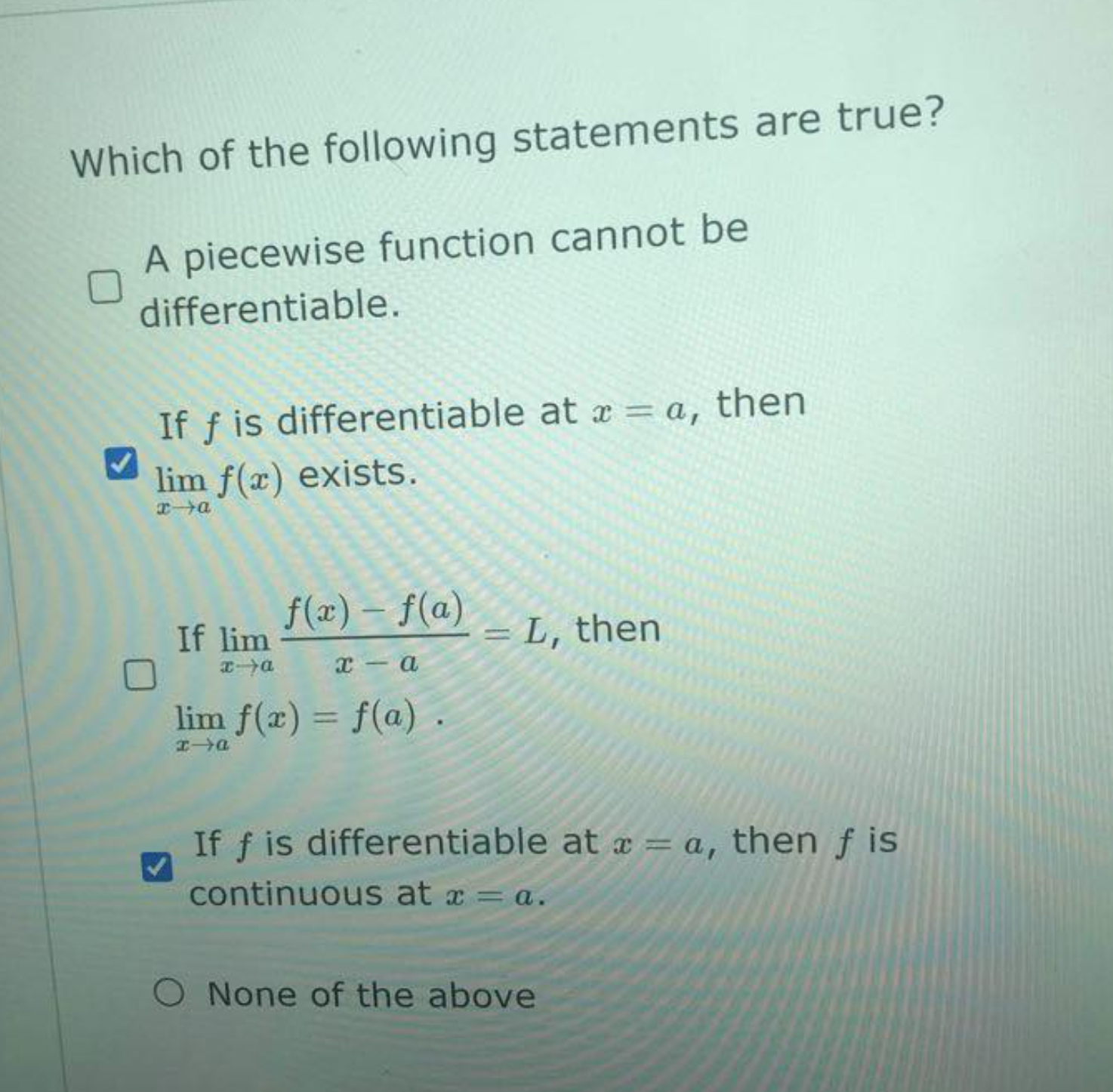 please solve the following question and include explanation. ( ignore the answer