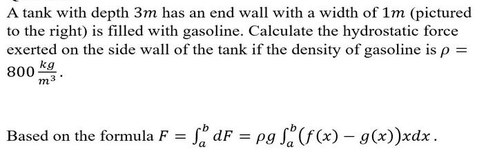A tank with depth 3m has an end wall with a