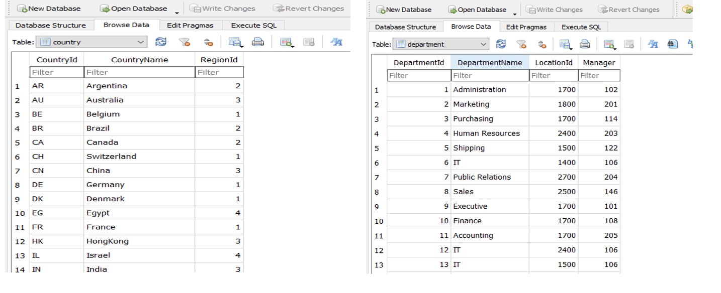  New Database Open Database Write Changes Revert Changes New Database Open