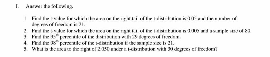I need help please tutor. L Answer the following. 1. Find the