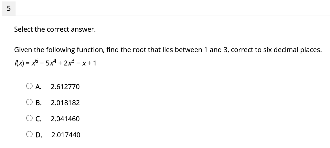 ' . O A. non-converging iterations O B. wrong initial approximation O